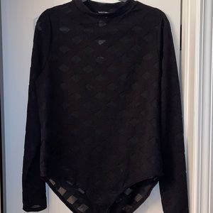 Cross Hatch Peek-a-Boo Bodysuit